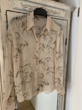 ZARA Bluse-beige Pferdemotiv-Neuwertig-Gr.XS