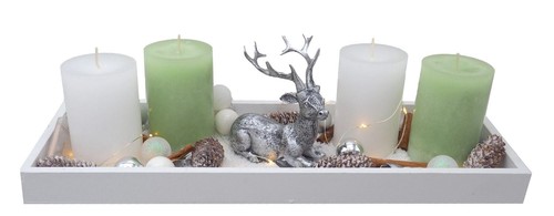 Adventsgesteck tablett weiß - tablett,
