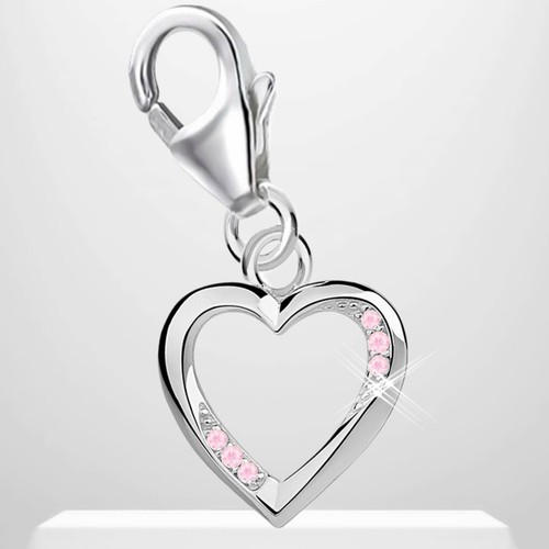 Rosa zirkonia herz - rosa, karabiner