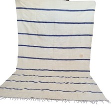 Azilal Vintage Handgeknüpfter Marokkanischer Weiß Teppich Grün Streifen...