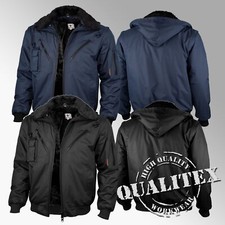 Qualitex Herren Pilotenjacke wasserdicht Kapuze Winterjacke Jacke