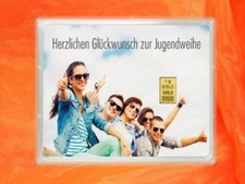 Jugendweihe Auswahl 1g - 4g Samtbeutel Gold Goldbarren Geschenkbarren Geschenk 