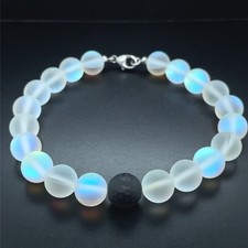 ARMBAND 925/-SILBER RHOD. MIT ACHAT & GLASKUGEL SCHMUCKJAGD