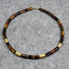 Tigerauge Halskette, 925er Silber, Edelsteinhalskette (K2235), Edelsteinschmuck