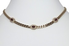 Collier Rubin / Brillanten insg ca 0,40ct G/vs 585 Gelbgold [BRORS 17408]