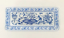 DDR Vintage Kahla Glasplatte Servierplatte Königskuchenplatte Zwiebelmuster