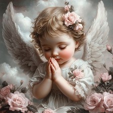 Wandbild Engel Rosen Vintage