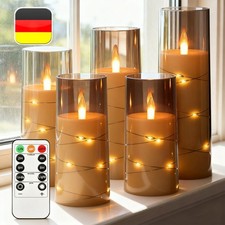 5er Set LED Kerzen mit Timerfunktion Batterie für Außen Outdoor Licht flackernd