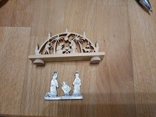 Mini Krippe, Metall und Schwibbogen mit Krippe mini Erzgebirge 