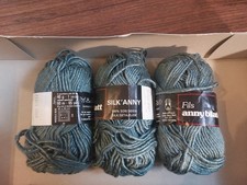 120g / 3x Silk Anny Blatt Wolle 100% Seide graugrün Fb. 1989 selten