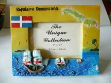 Vintage 3D-Bilderrahmen "Republica Dominicana" Schiffe 13cmx18cm insg. 24,5x19,5
