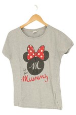 DISNEY T-Shirt Damen M Grau Micky Maus Print Kurzarm 100% Baumwolle Casual