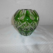 Vase Glasvase Bohemia Crystal Blumenvase Überfangglas Grün Green Vasen H 12,3 cm
