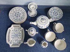 Feines 24-teiliges Teeservice Strohblume / Indisch Blau - Königl. Tettau