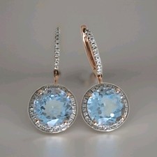 Ohrringe Topase Himmelblau Diamanten Gold 585