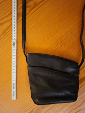 Kleine Echt Leder Damen-Tasche Schultertasche Umhängetasche crossover schwarz