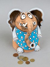 Spardose Keramik *Elefant* Dunkel-Blau Latz Jumbo Sparbüchse Sparschwein Geldbox