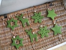 8x Christbaum Weihnachtsbaum Winter Hänger grün Rentier Schneeflocke Sterne Filz