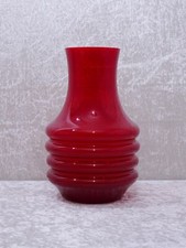 amqKPk - Space Age Design Glas Vase - Vintage - Handmade - 24 cm - Rot