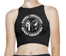 Animal Liberation, Human Liberation ärmelloses hochgeschlossenes bauchfreies Oberteil
