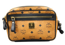 MCM Tasche Handtasche Umhängetasche cognac braun gold schwarz Damen SMALL