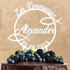 Acryl Cake Topper zur Kommunion | personalisiert | Tortenstecker | Farbauswahl