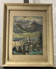 Gouache Unterzeichnet Iltis : Sicht Des Alpen States Tirol Österreich Innsbruck