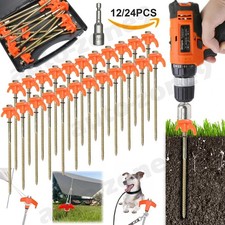 12/24x Zelt Heringe Stahl Schraubheringe Robuste Erdnägel Gewinde für Camping