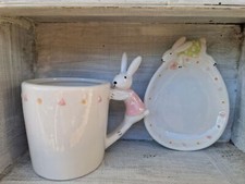 Tasse mit Teller Ostern Weiß Ostergeschirr weiß Porzellan