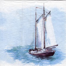 3 Servietten ~ Maritim, Segelyacht auf dem Meer ~ 33x33
