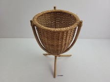 Korb DDR Bambus Bast Blumenständer Pflanzenständer 60er Jahre Deko #2510967