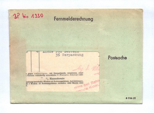 Brief fernmelderechnung 1940 - brief,