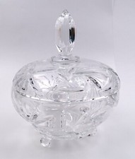 Bohemia Bleikristallglas Bonboniere Deckeldose handgeschliffen Schleuderstern