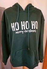 Pulli Hoodie Sweater L XL 40 42 44 grün Weihnachten Ho Ho Ho Kapuze