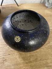 60er Jahre Keramik Vase Steuler 262/13 blau-schwarz Kugelform Ø17 ca.H12cm