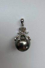 Gellner Anhänger Gold 750 18K Weißgold Tahiti Perle Tahitiperle Brillant Diamant