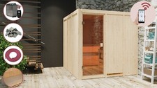 Sauna Saunakabine Innensauna HANNAH 3 197x197cm +9kW-Bio Ofen Wifi Steuerung