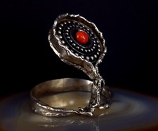 Armreif Silber 835 rot Koralle Modernist extravagant & umwerfend 