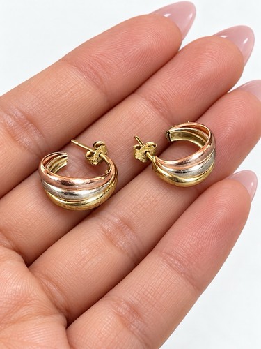 333 gold tricolor halbcreolen - 333,
