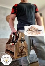 Personalisierte Holz Bierkiste Träger Caddy 6 Flaschenöffner Gravur Geschenk 