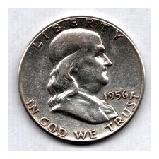 USA 1956  - Half Dollar Benjamin Franklin  - Silber  - LIBERTY BELL