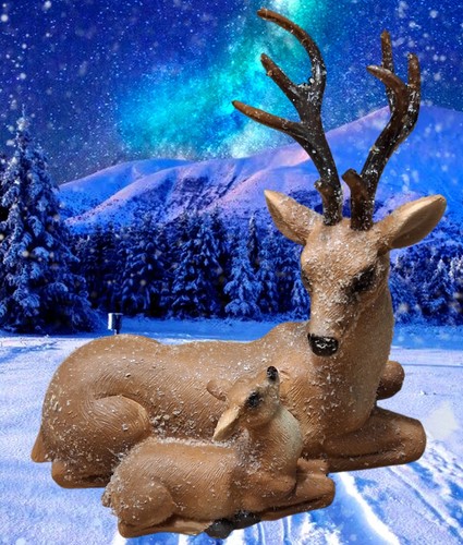 Dekofigur rentier mit kalb - dekofigur,