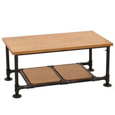 B-Ware Couchtisch MCW-N27, Industrial Massiv-Holz Metall 48x100x50cm, natur