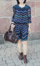 DIANE VON FURSTENBERG ? Zick-Zack Tunika Kleid mit Rüschen Seide US4 XS/34 TOP