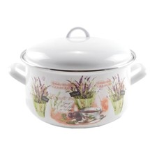 Topf Kochtopf Suppentopf Emailliert Emaille 24 cm 6 L Lavendel TRANSPORTSCHADEN1