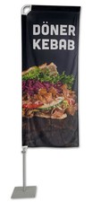 Döner Kebab BEACHFLAG Rechteck 250 *inkl. bedruckter Fahne und Maststange*
