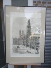 Original Radierung „München – Marienplatz“ signiert Willy Scholz