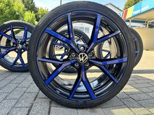 Original VW Golf 8 R Aluminiumfelge 19 Zoll Leichtmetallfelge Alu schwarz/blau