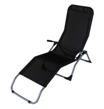 Relaxliege Gesundheitsliege Saunaliege Kippliege SYLT, Stahl + Textil schwarz