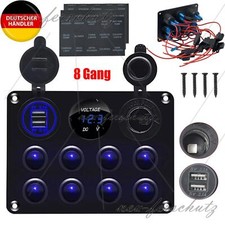 8 Gang LED Schaltpanel Auto Boot LKW Schalter Schalttafel Voltmeter USB 12V-24V